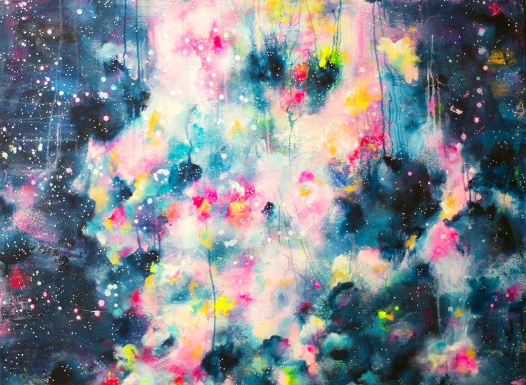 Abstract Painting-Title-It's raining light-Acrylic on Canvas-Large-48x36-Artist-Sarena Miller